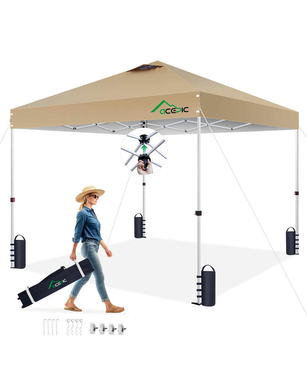 Acepic front view of canopy showing full sheltered area and easy access
