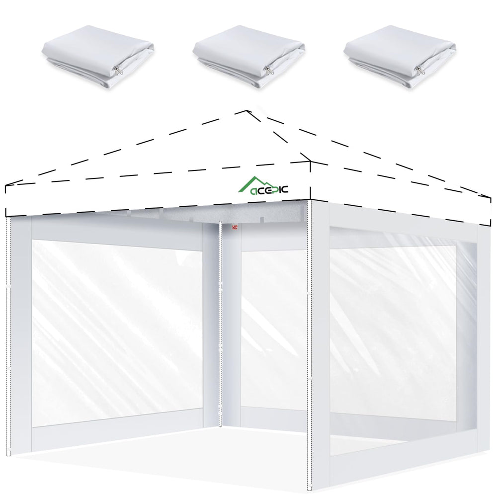 Acepic front view of packaged three clear sidewalls showing ready-to-use protection