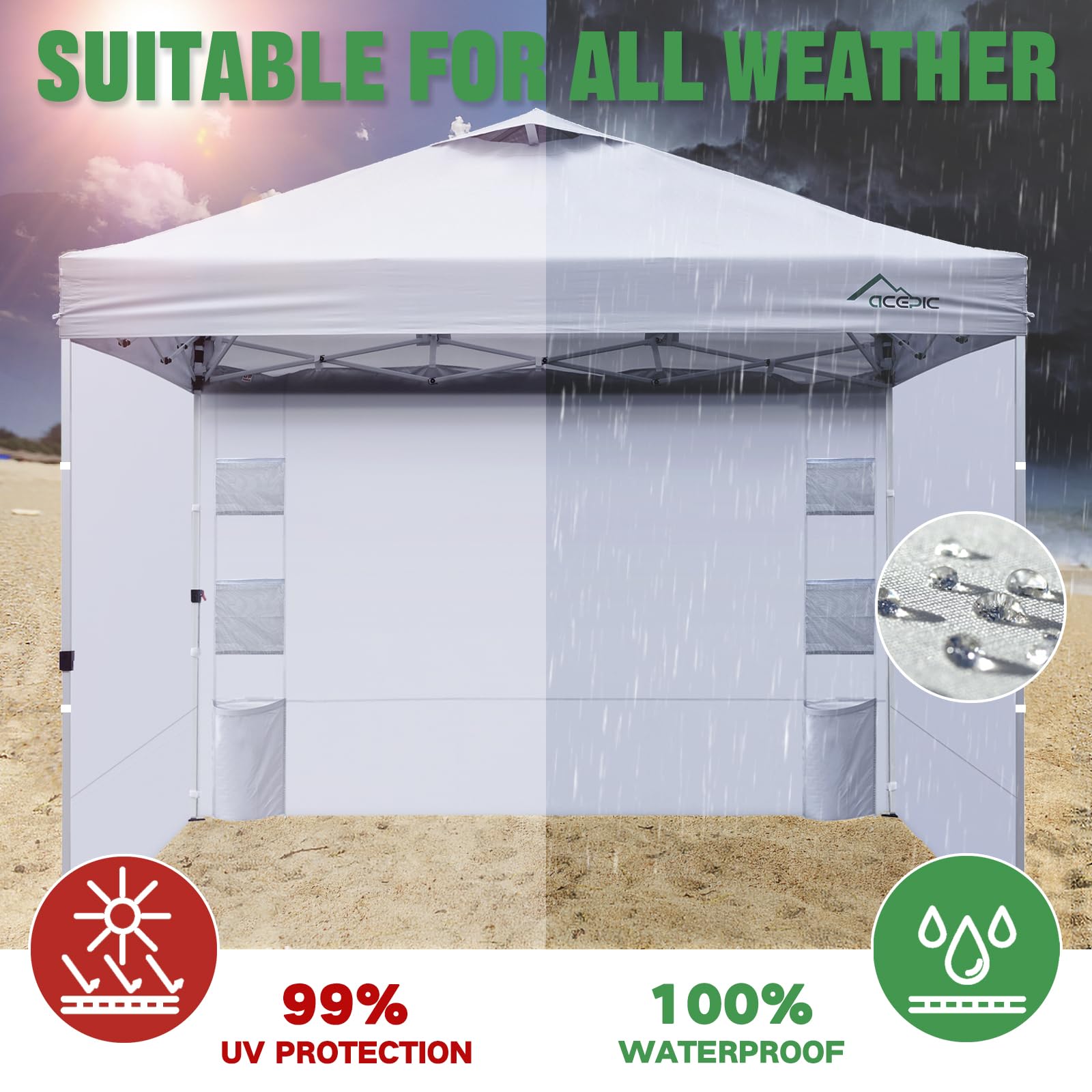 Acepic sidewall beside a chair showing scale and full 120x79 inch coverage