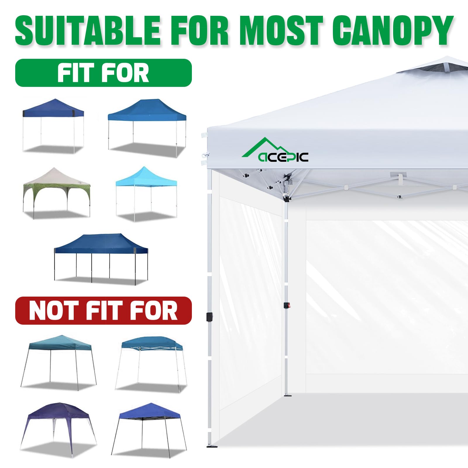 Acepic sidewall shedding rain to demonstrate reliable weather shielding