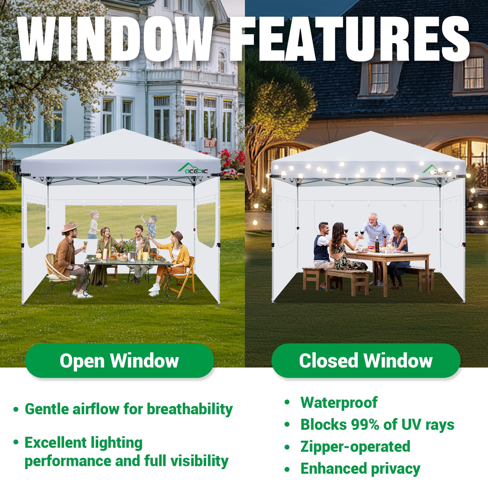 Acepic sidewall installed on a market booth providing shade and privacy