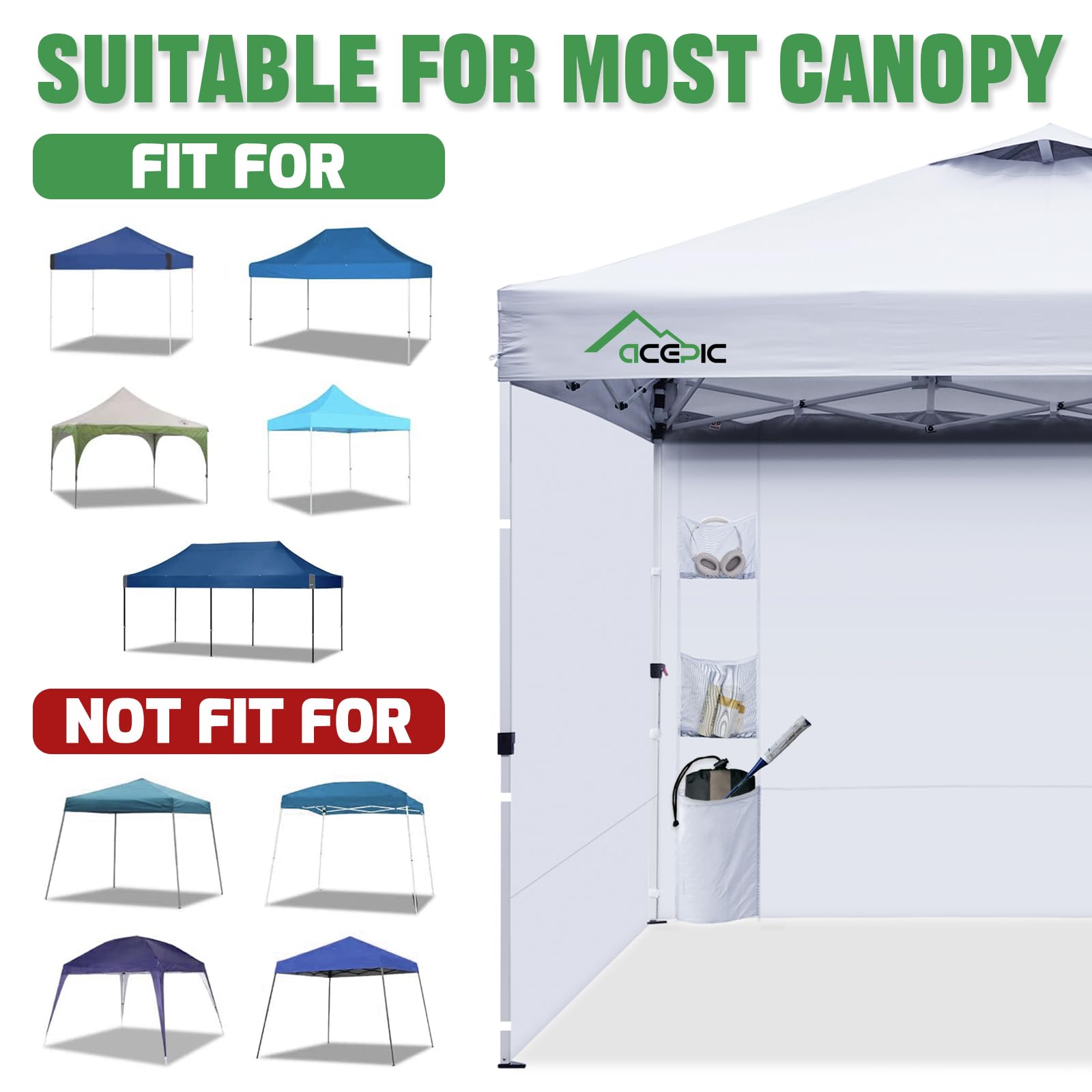 Acepic top edge showing Velcro attachment points for quick canopy mounting