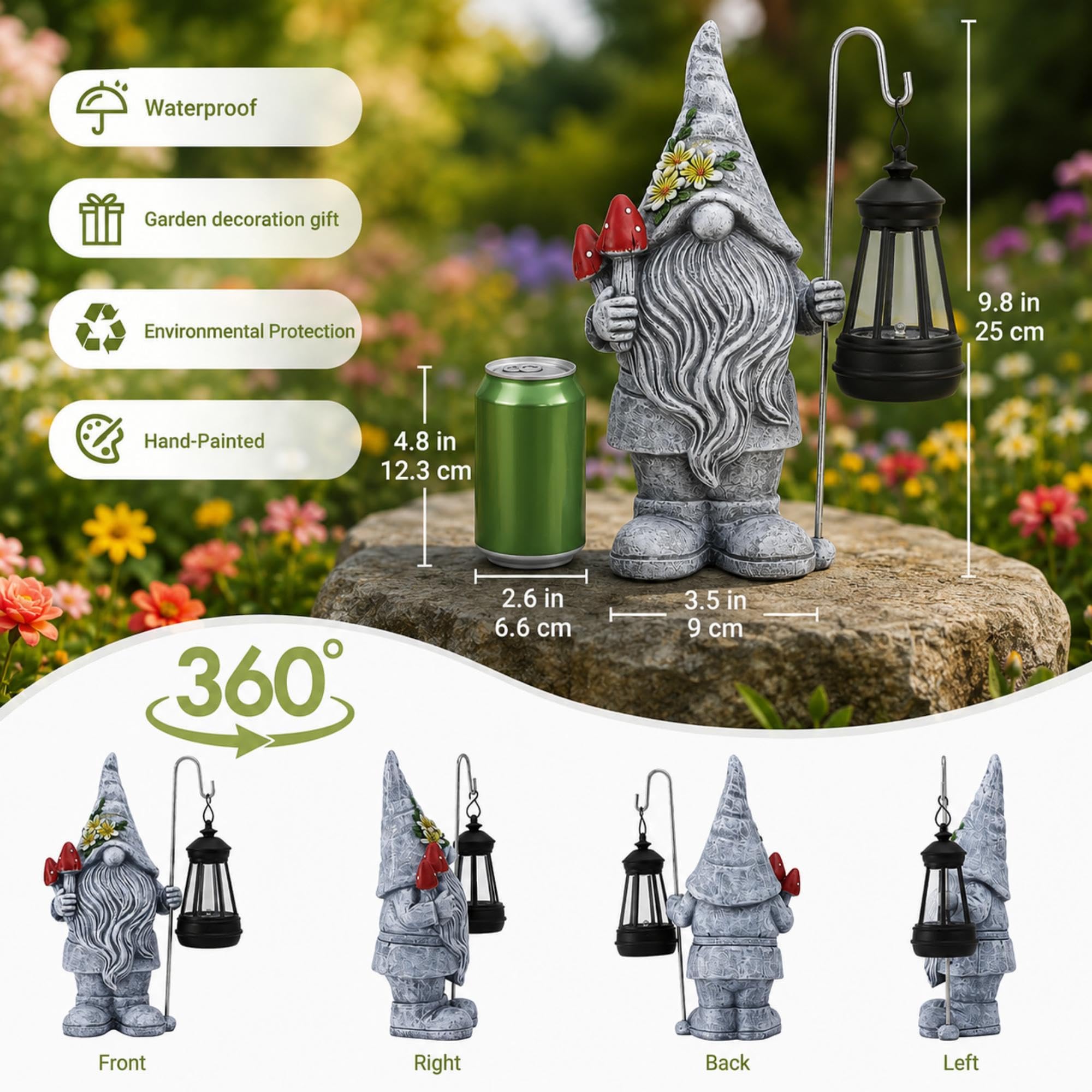 Acgarten gnome placed in garden showing outdoor charm benefit