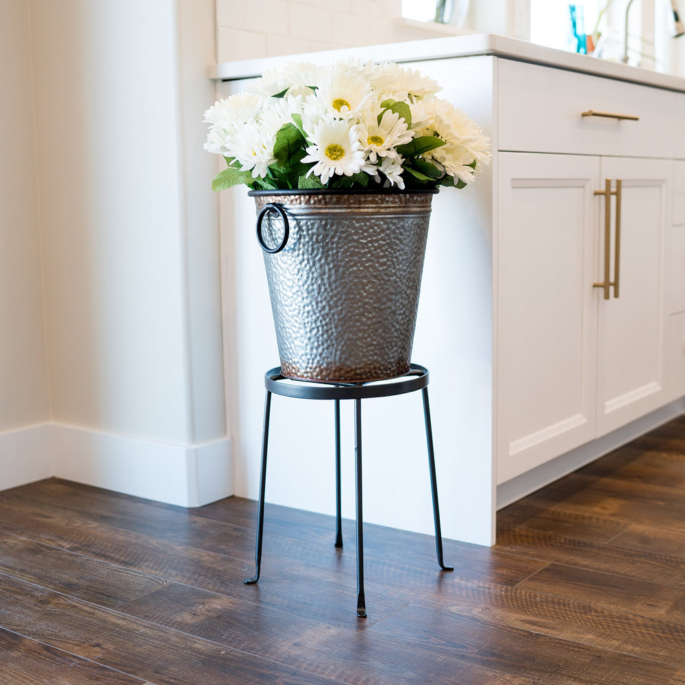 Achla Designs Argyle stand next to a 10-inch pot showing scale and proper fit