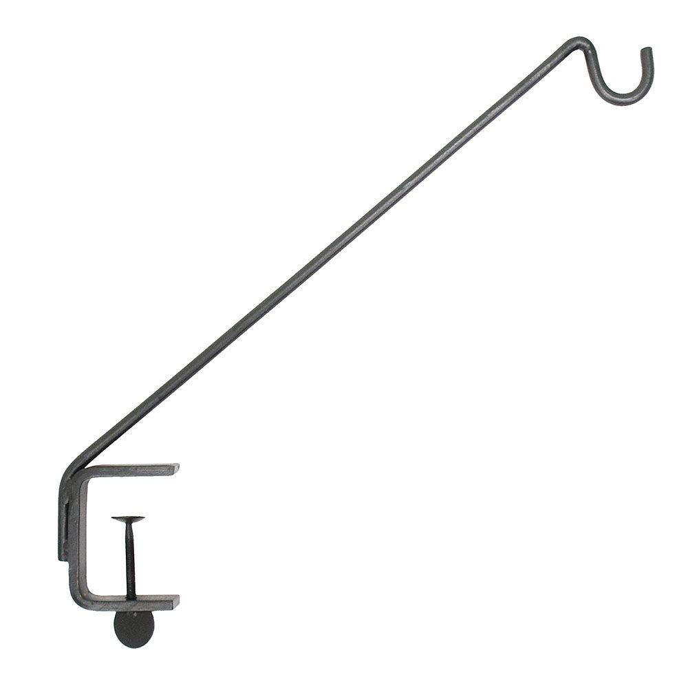 Achla Designs angled deck rail pole front view showing clamp and hook for secure hanging