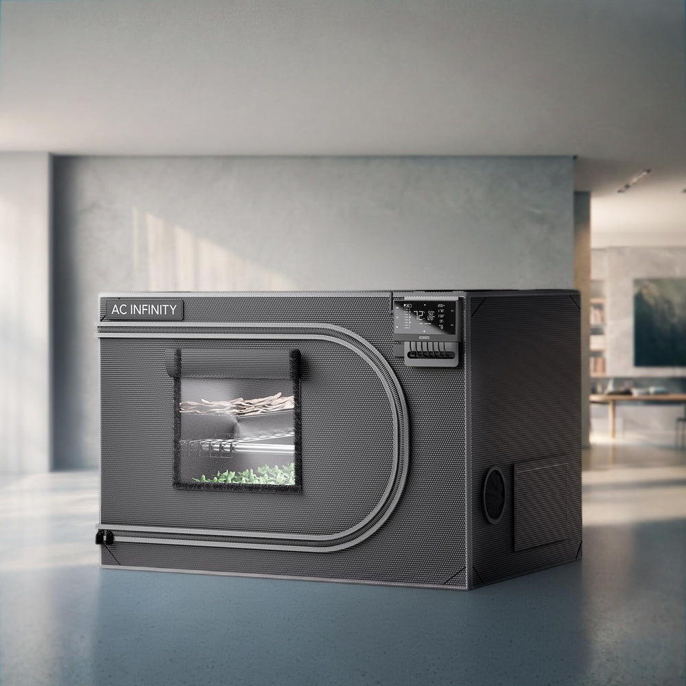 AC Infinity tent in a home lab setting illustrating scalable professional setup