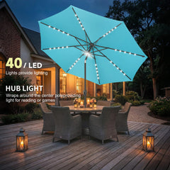 AckMizz center wrap-around LED light detail providing warm evening illumination