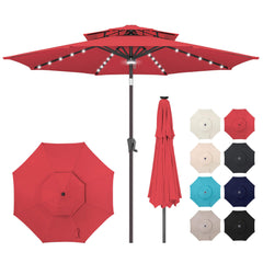 AckMizz front view red umbrella showing full canopy and coverage benefit