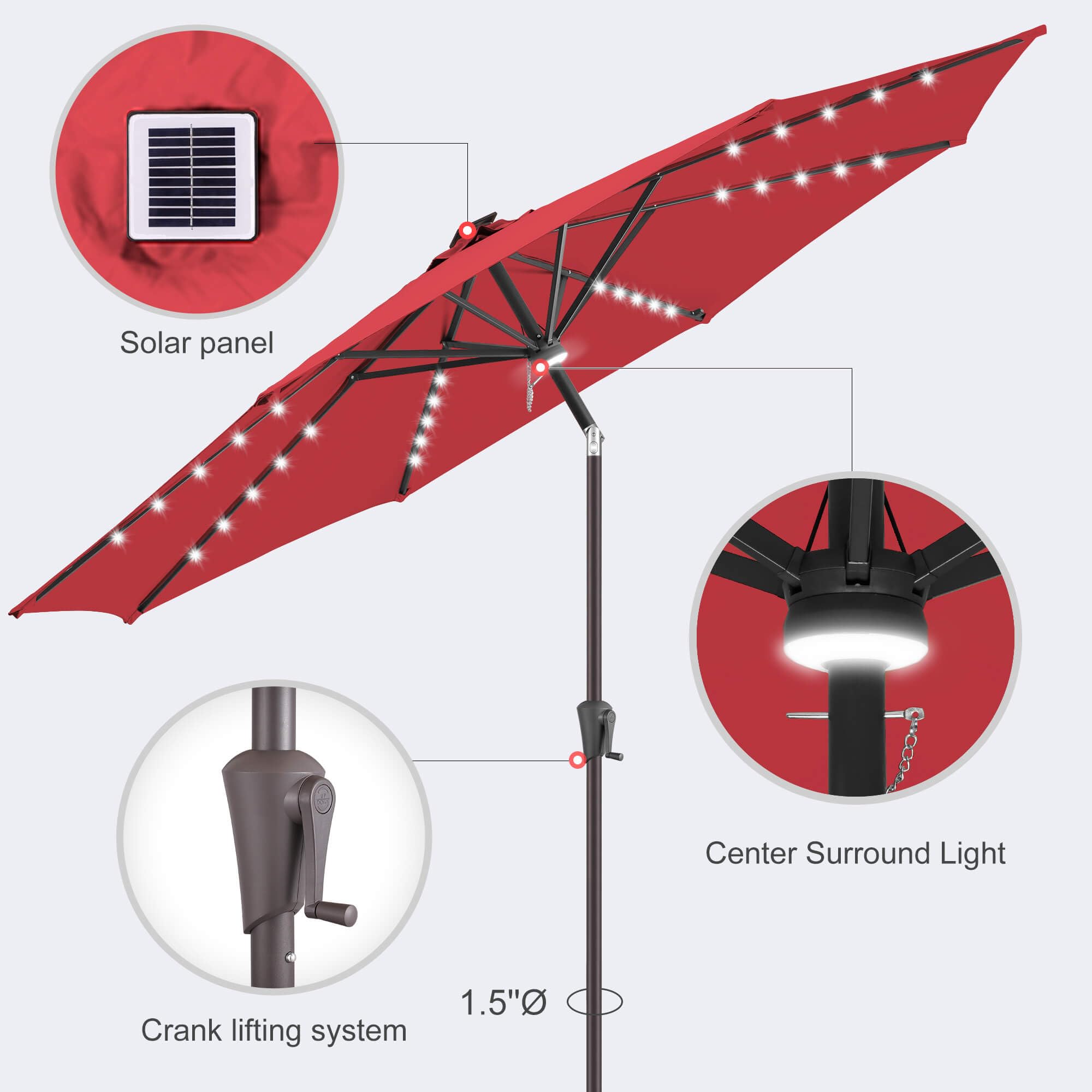 AckMizz center LED light ring detail providing warm ambient lighting