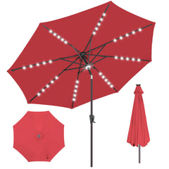 AckMizz red umbrella front view showing full canopy and shade benefits