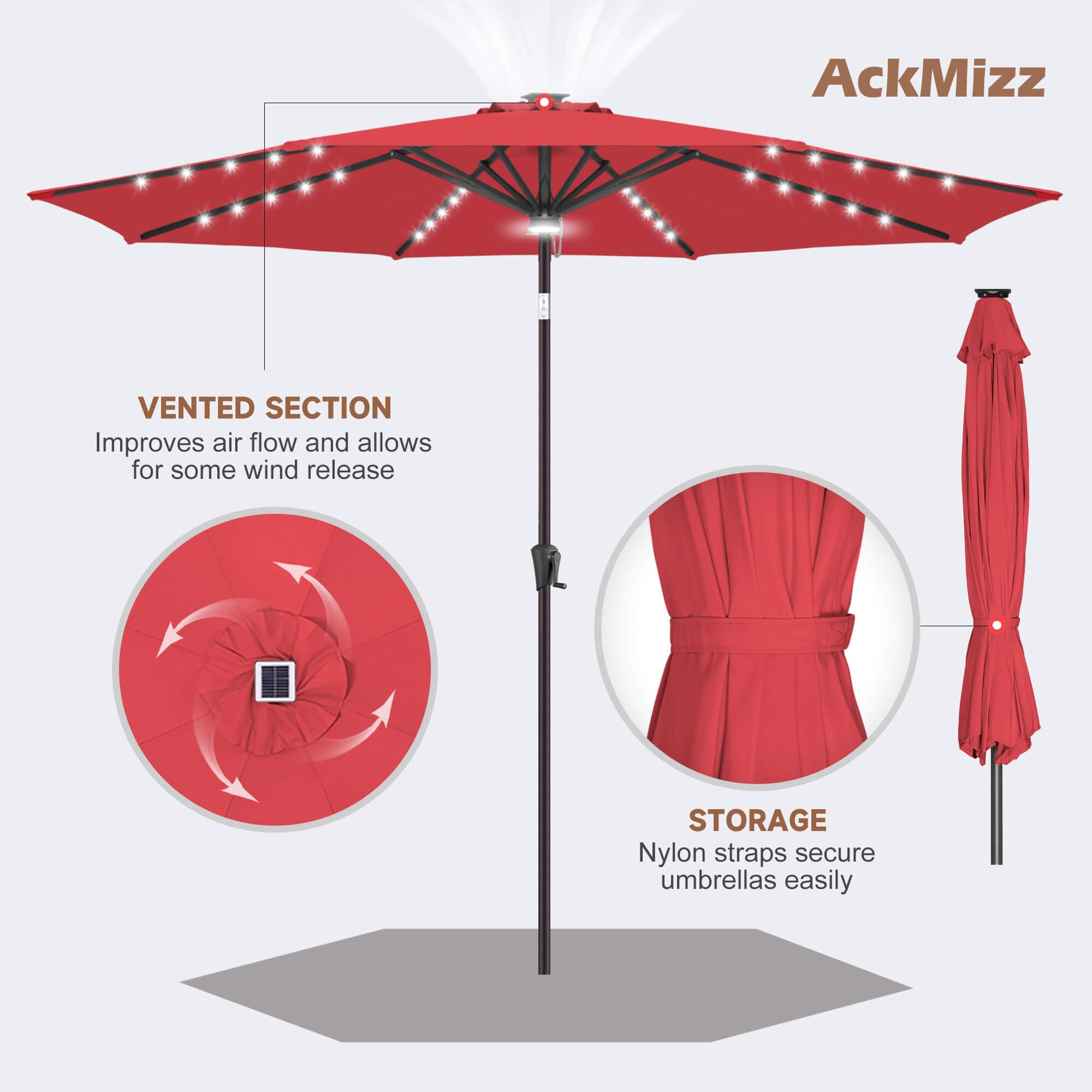 AckMizz umbrella over dining table creating shaded outdoor seating