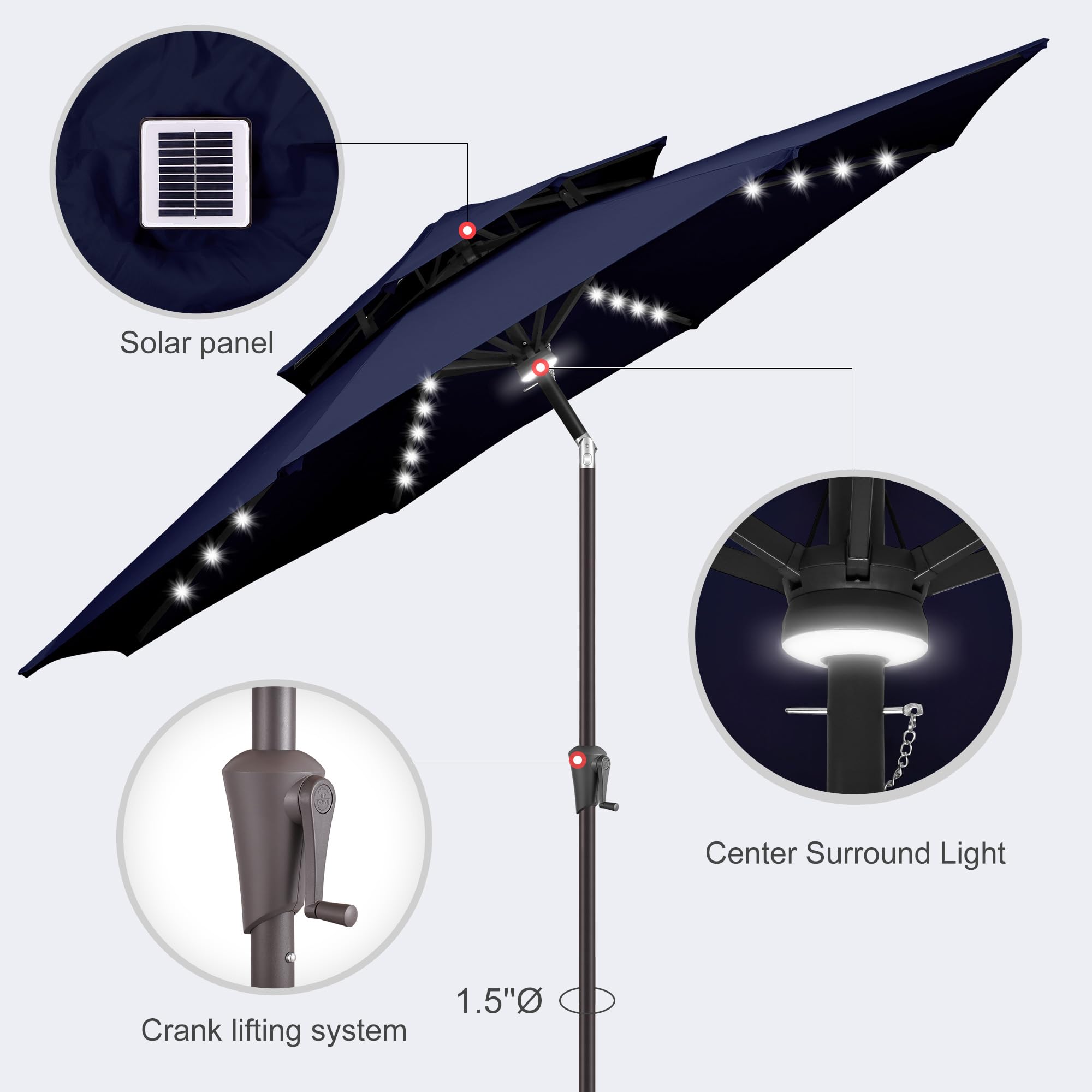 AckMizz illuminated wrap-around LED center light creating warm ambiance
