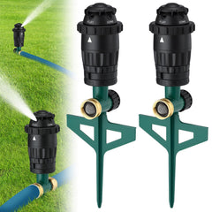 Acostop front view of two-pack sprinkler set showing durable build and easy setup benefit