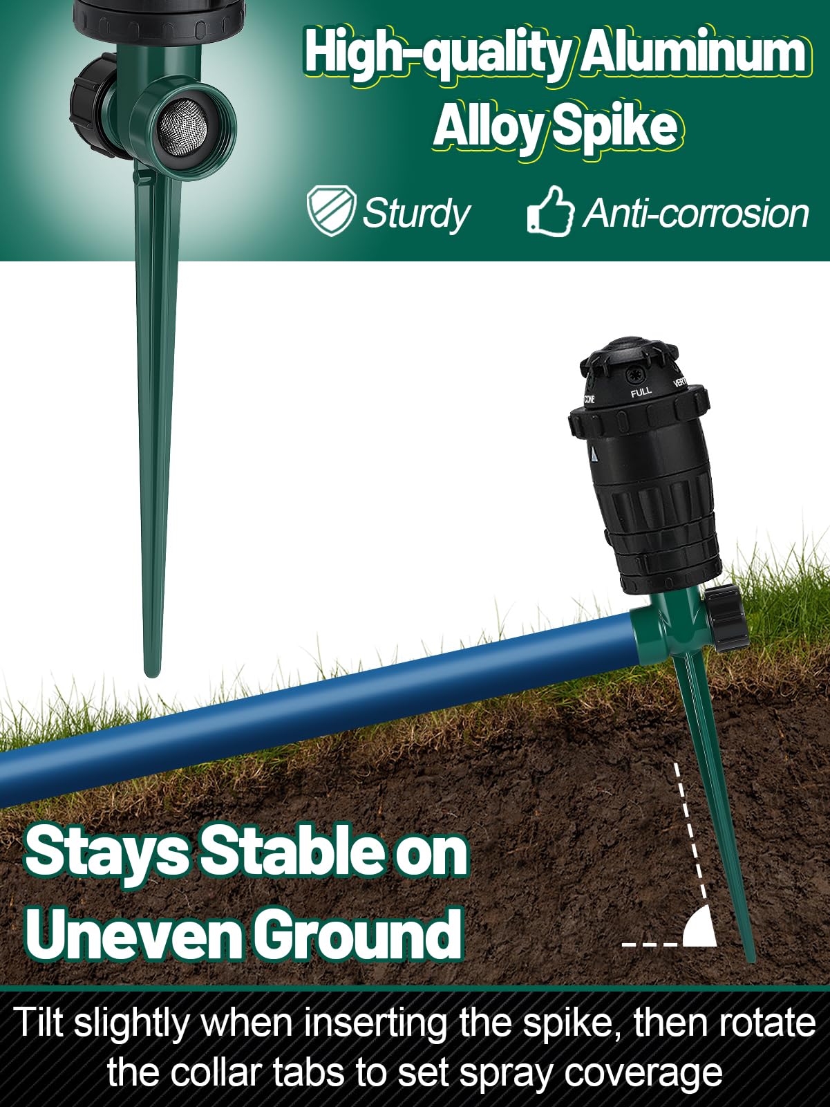 Acostop beside garden hose and hand for size scale and easy setup