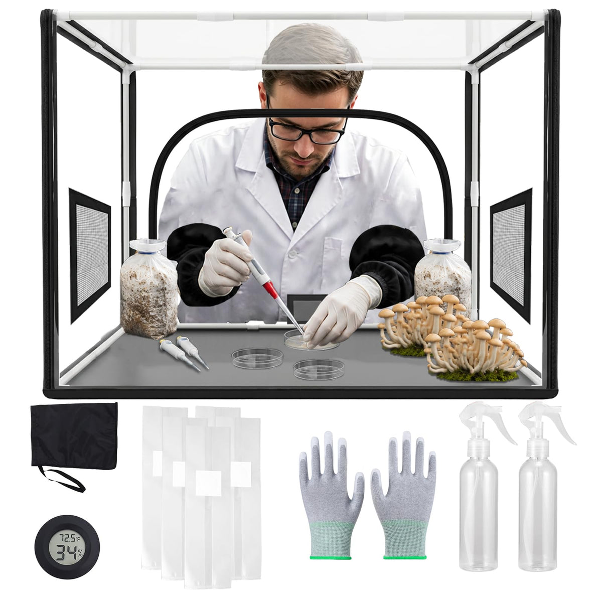 ACOVER front view of still air box showing clear chamber for reduced contamination
