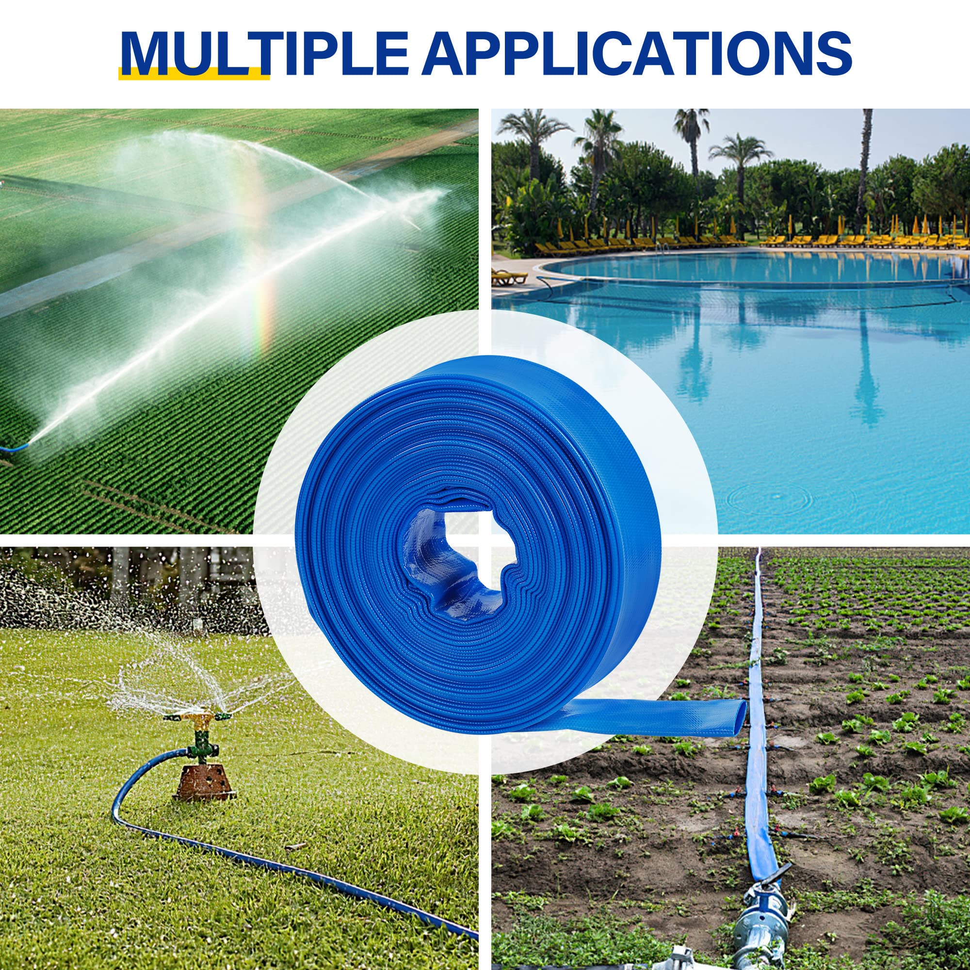 Acquaer hose rolled for compact storage, highlights space-saving and portability benefit