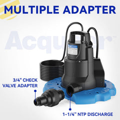 Acquaer discharge adapter and check valve installed for no-backflow benefit