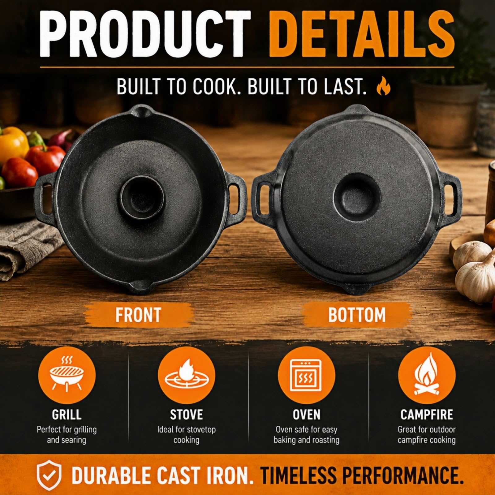 Acshio roasting pan with vegetables catching drippings for richer roasted flavor