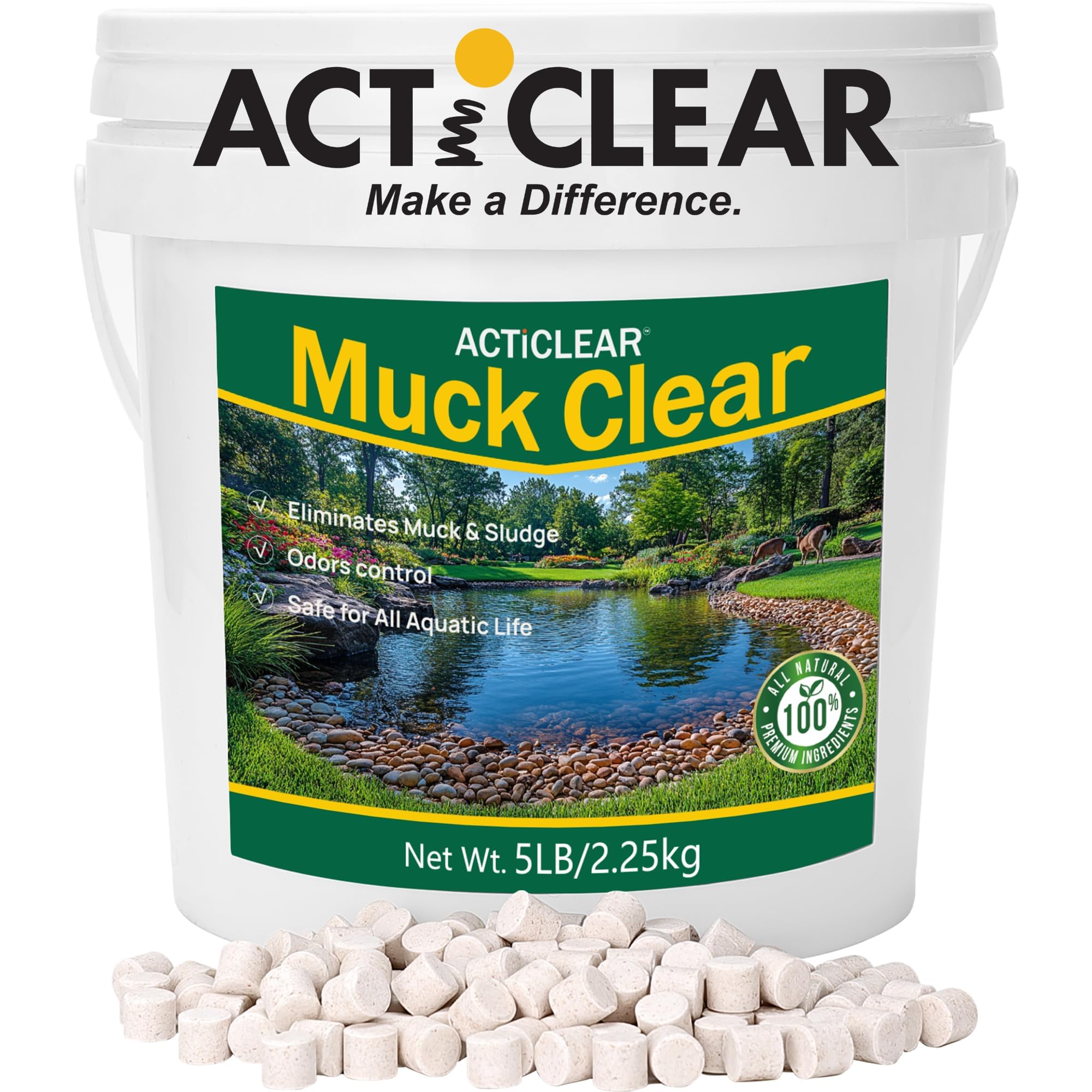 ActiClear 5 lb container front label showing product name and size, clear identification benefit