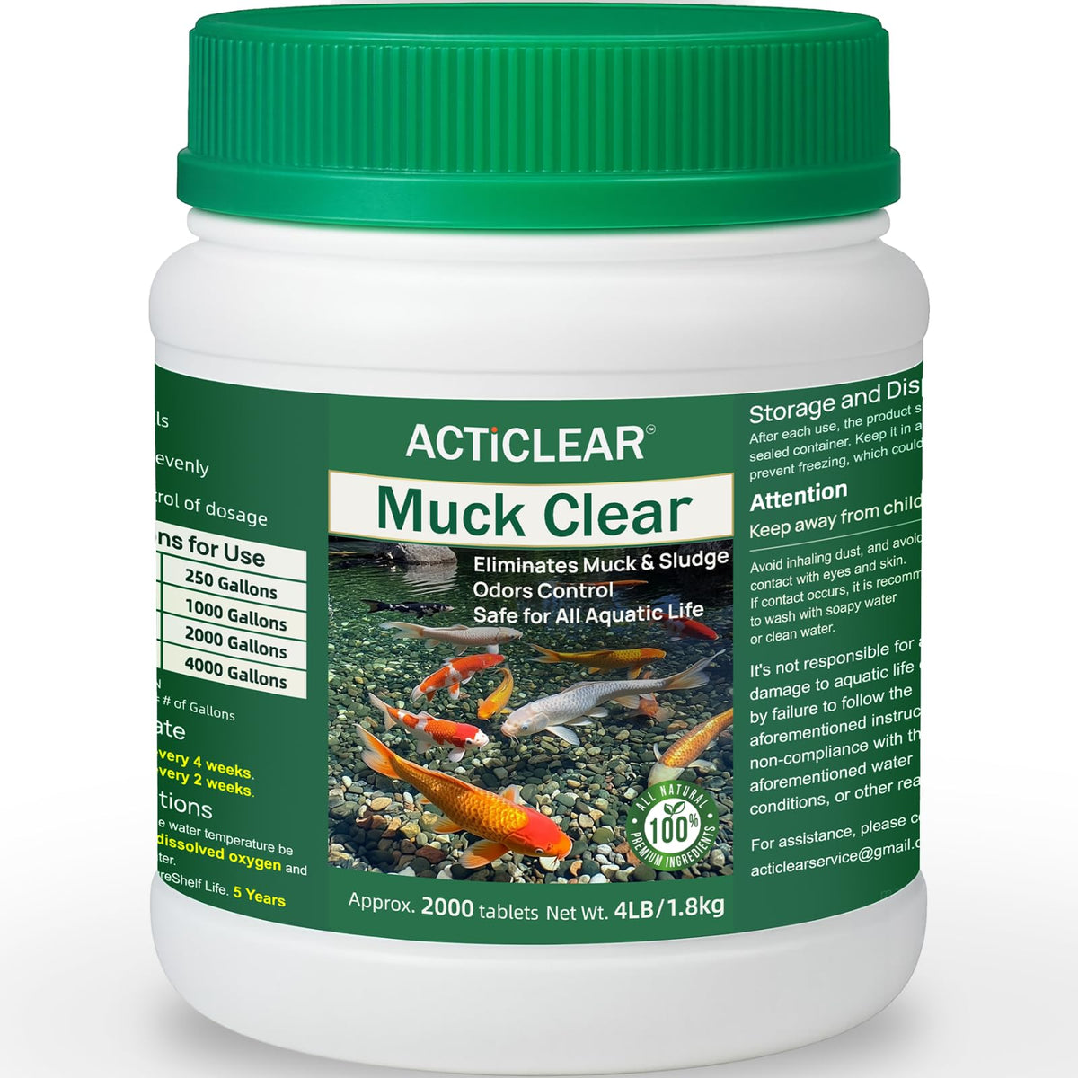 ActiClear front packaging showing 4 lb container and product benefits