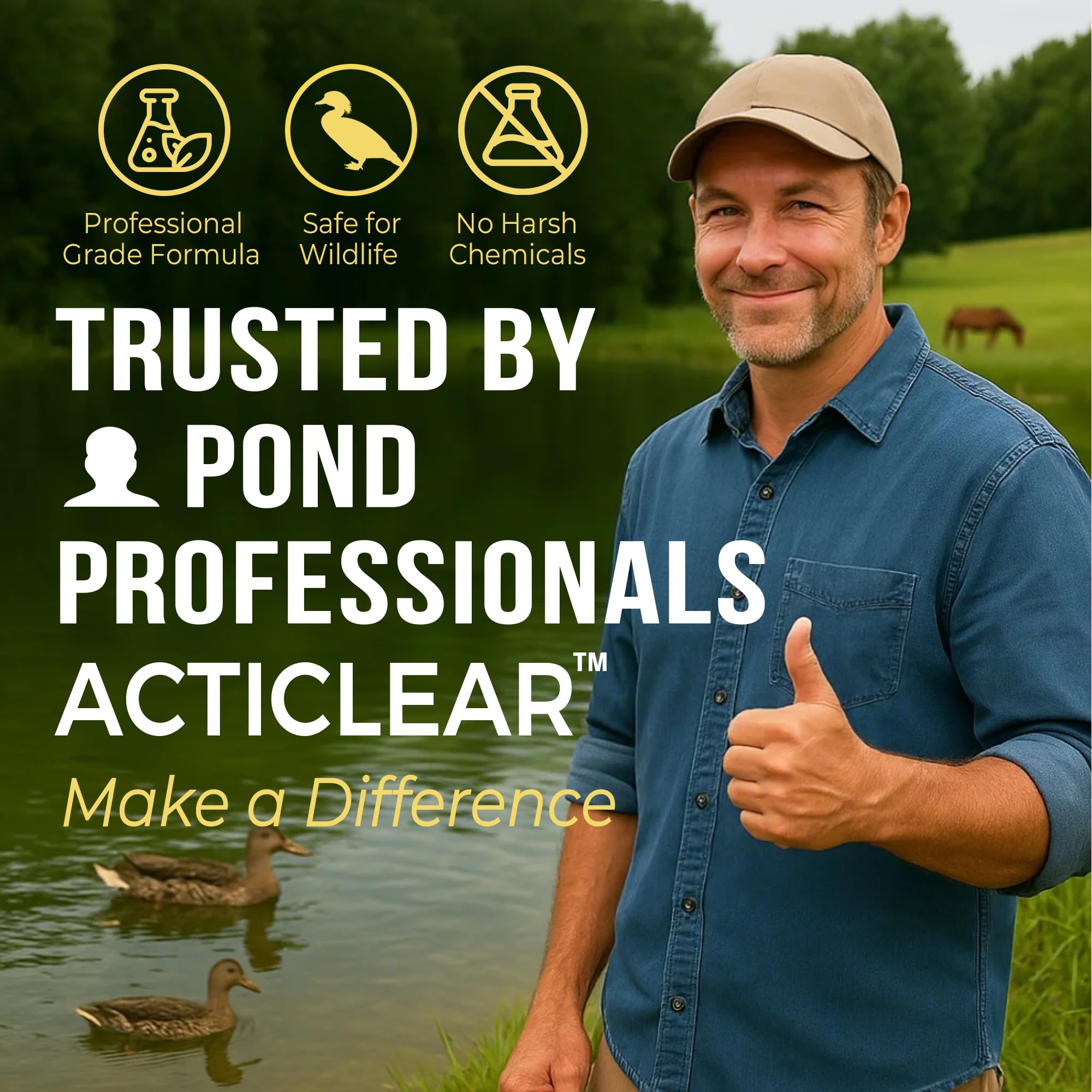ACTICLEAR used during pond maintenance with clear water and healthy shoreline