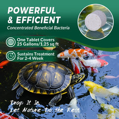 ActiClear tablet dissolving in pond water demonstrating ease of use