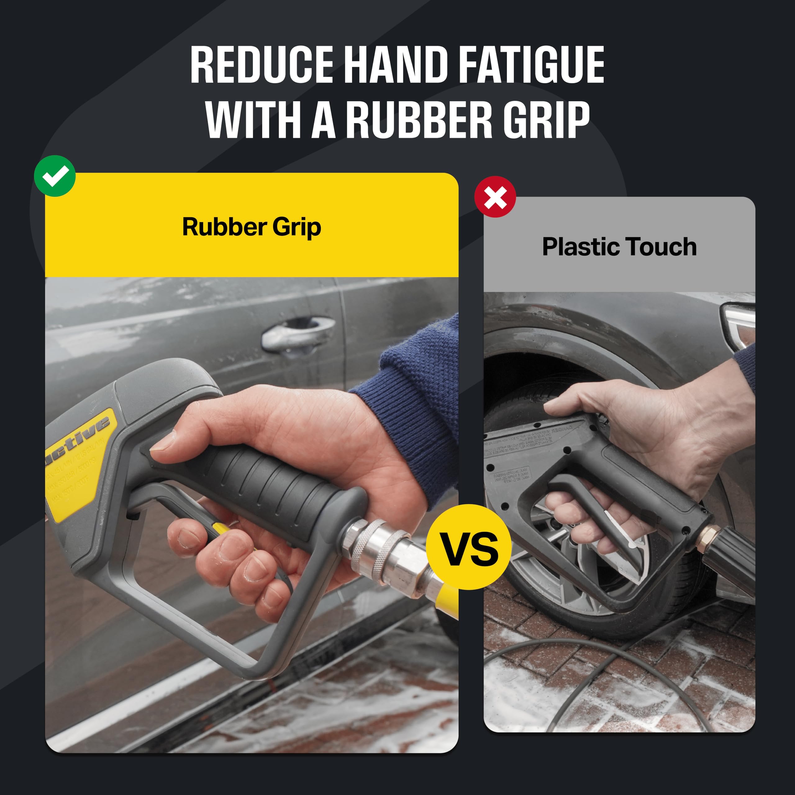 Active swivel gun quick-connect outlet view enabling fast nozzle changes