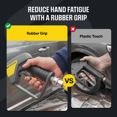 Active swivel gun quick-connect outlet view enabling fast nozzle changes