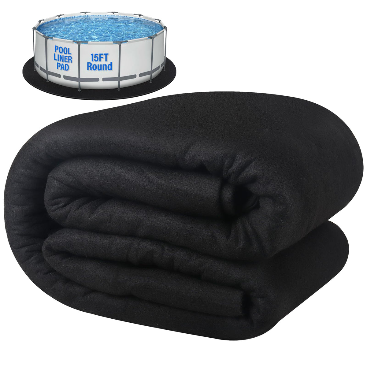 ACTREY front view of 15 ft pad showing full coverage and liner protection benefit