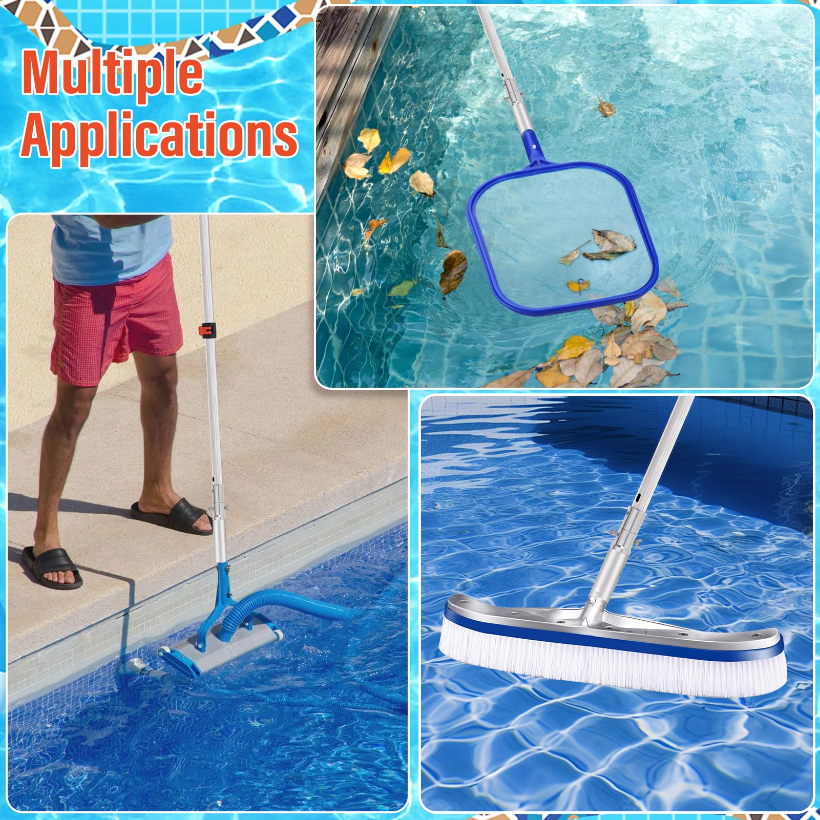 ACTREY pole leaning by pool and patio showing neat storage and versatile use benefit