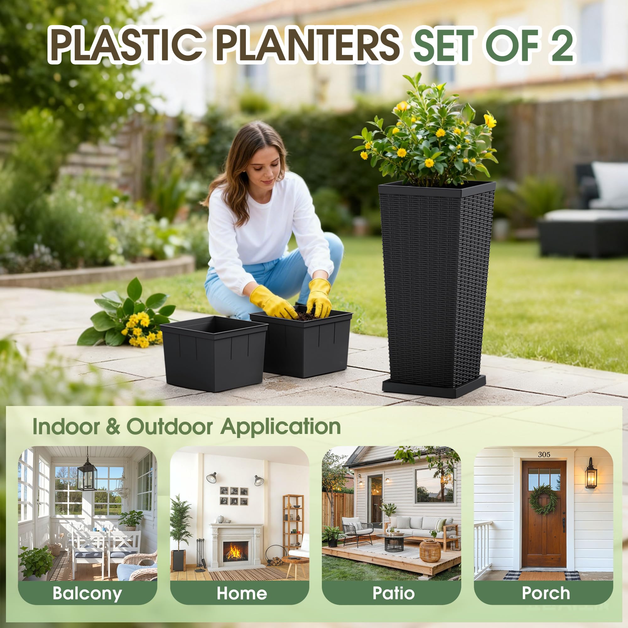 Acurax planter holding a fiddle leaf fig illustrating large plant compatibility