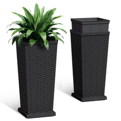 Acurax front view of two black planters showing modern curb appeal