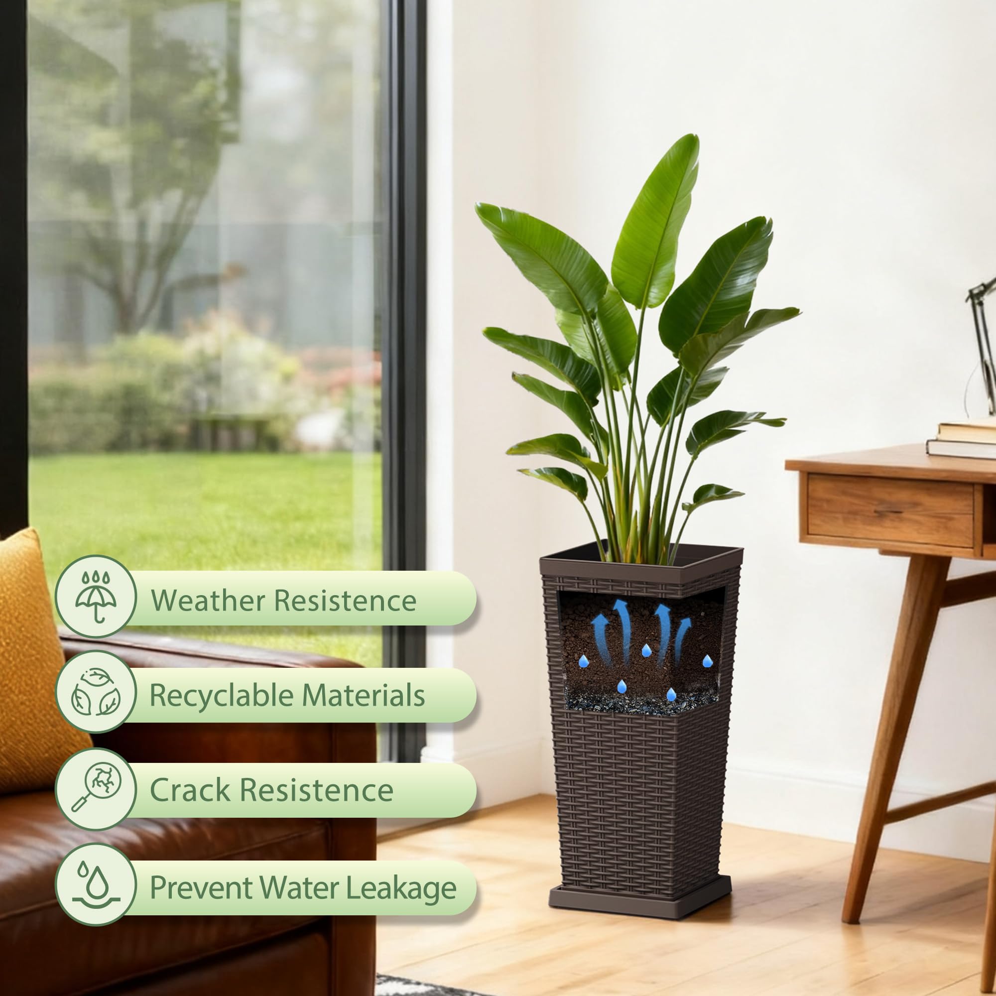Acurax pair on patio beside chairs, resists sun and rain for outdoor use