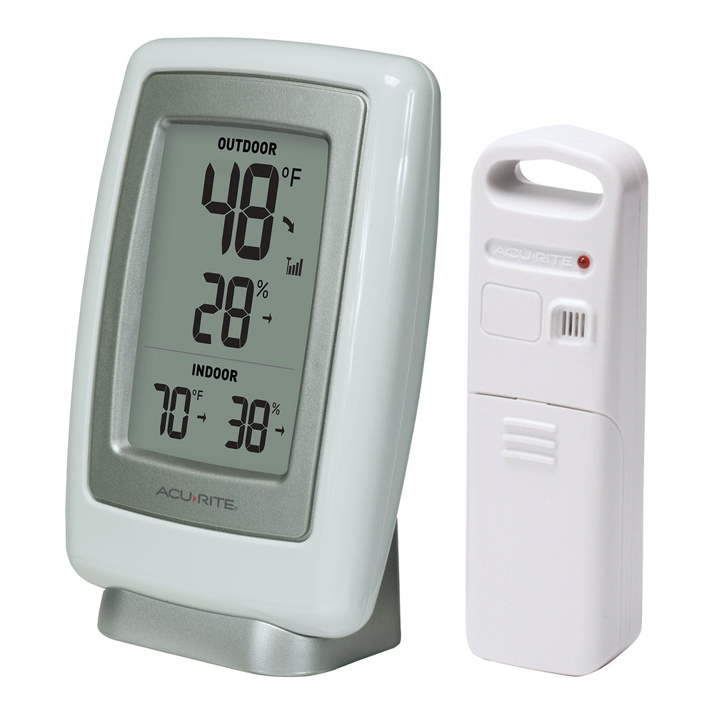 AcuRite angled tabletop display demonstrating easy counter placement and clear LCD