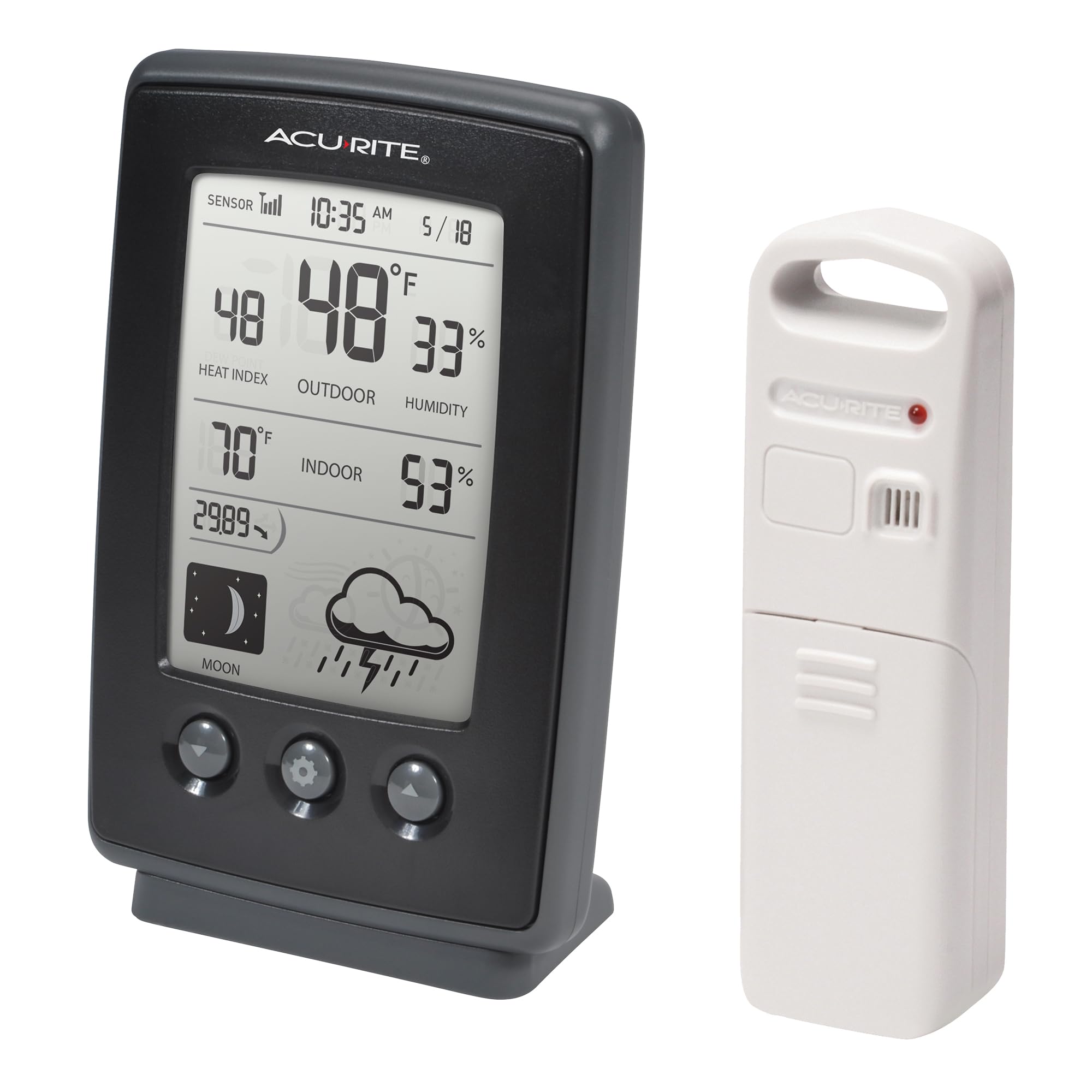 AcuRite LCD showing moon phase and forecast for better planning