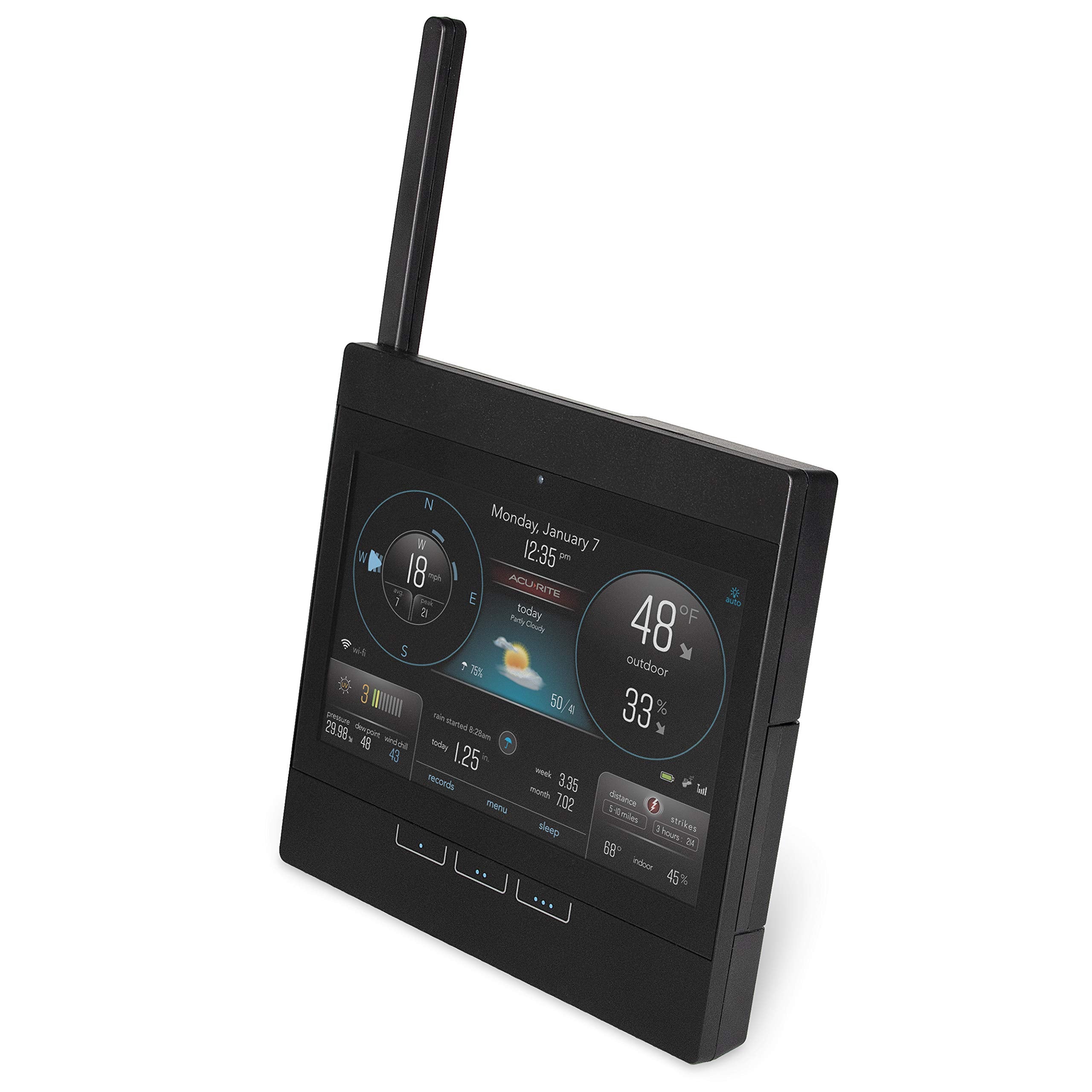 AcuRite NOW app screenshot showing live Atlas data on a smartphone remotely