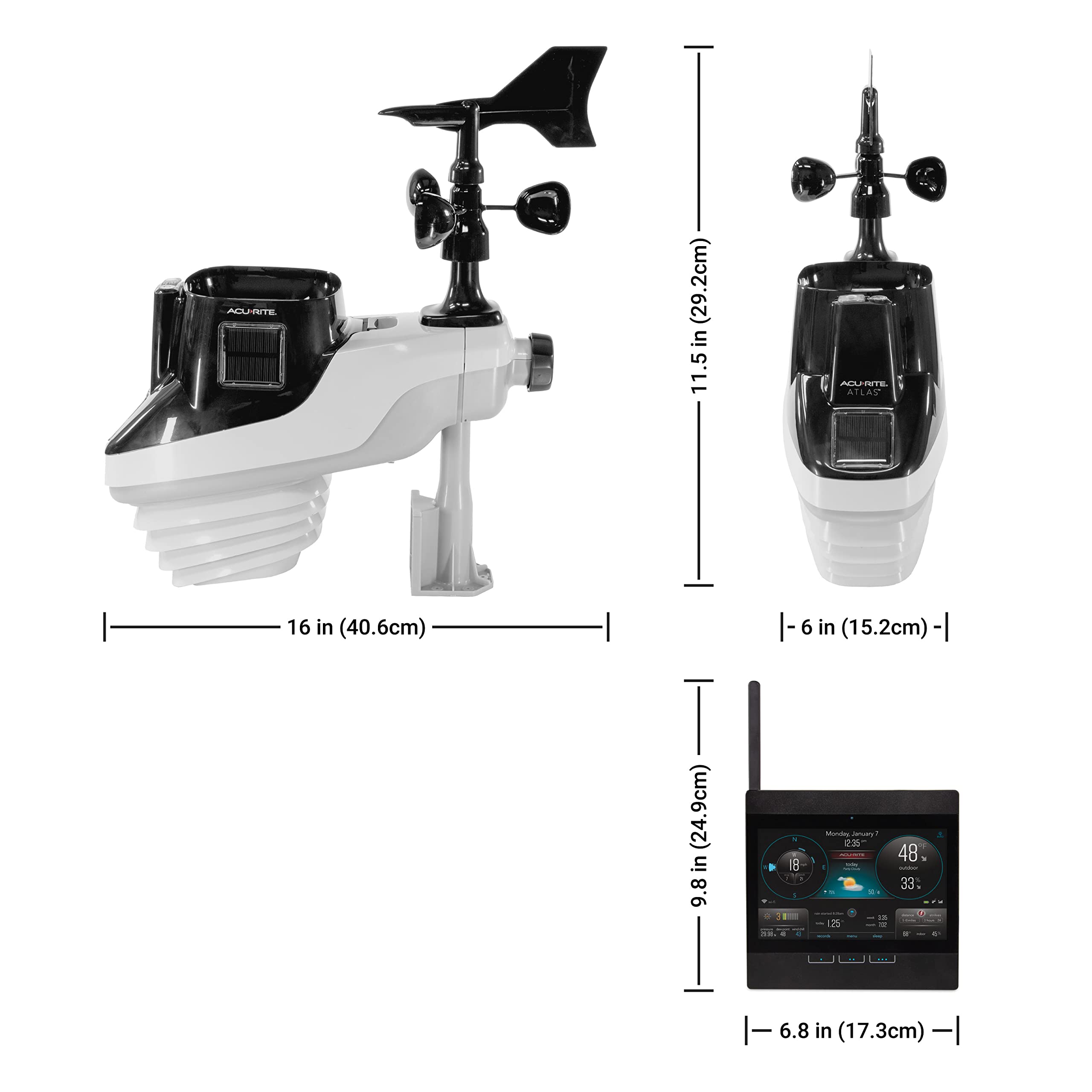 AcuRite rain gauge detail with funnel and tipping mechanism for precise totals