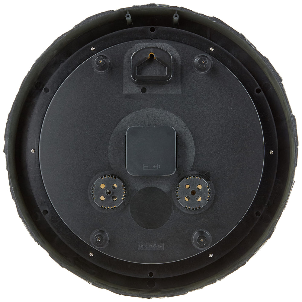 AcuRite mounted on a covered patio wall showing weather-resistant faux-slate benefit