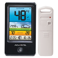 AcuRite color weather station front display showing temp and forecast for quick planning