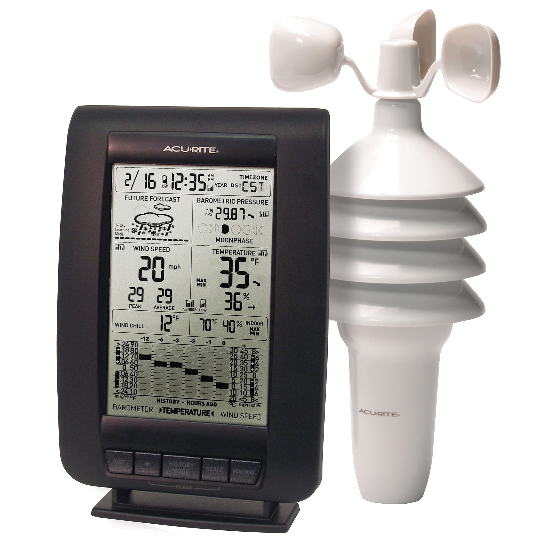 AcuRite front display showing temperature and forecast for quick planning