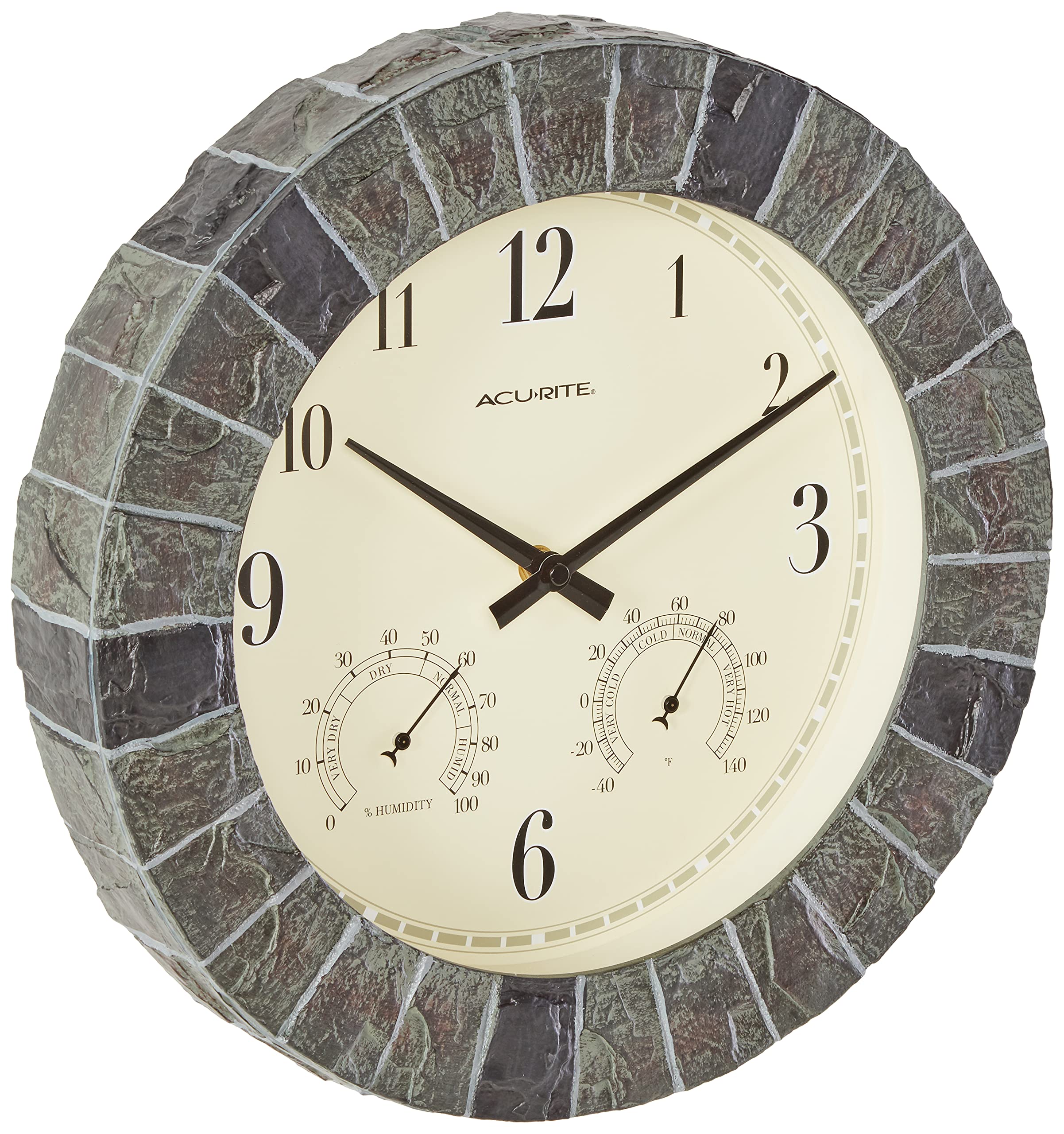 AcuRite front view showing clock face and easy-read numerals for clear timekeeping