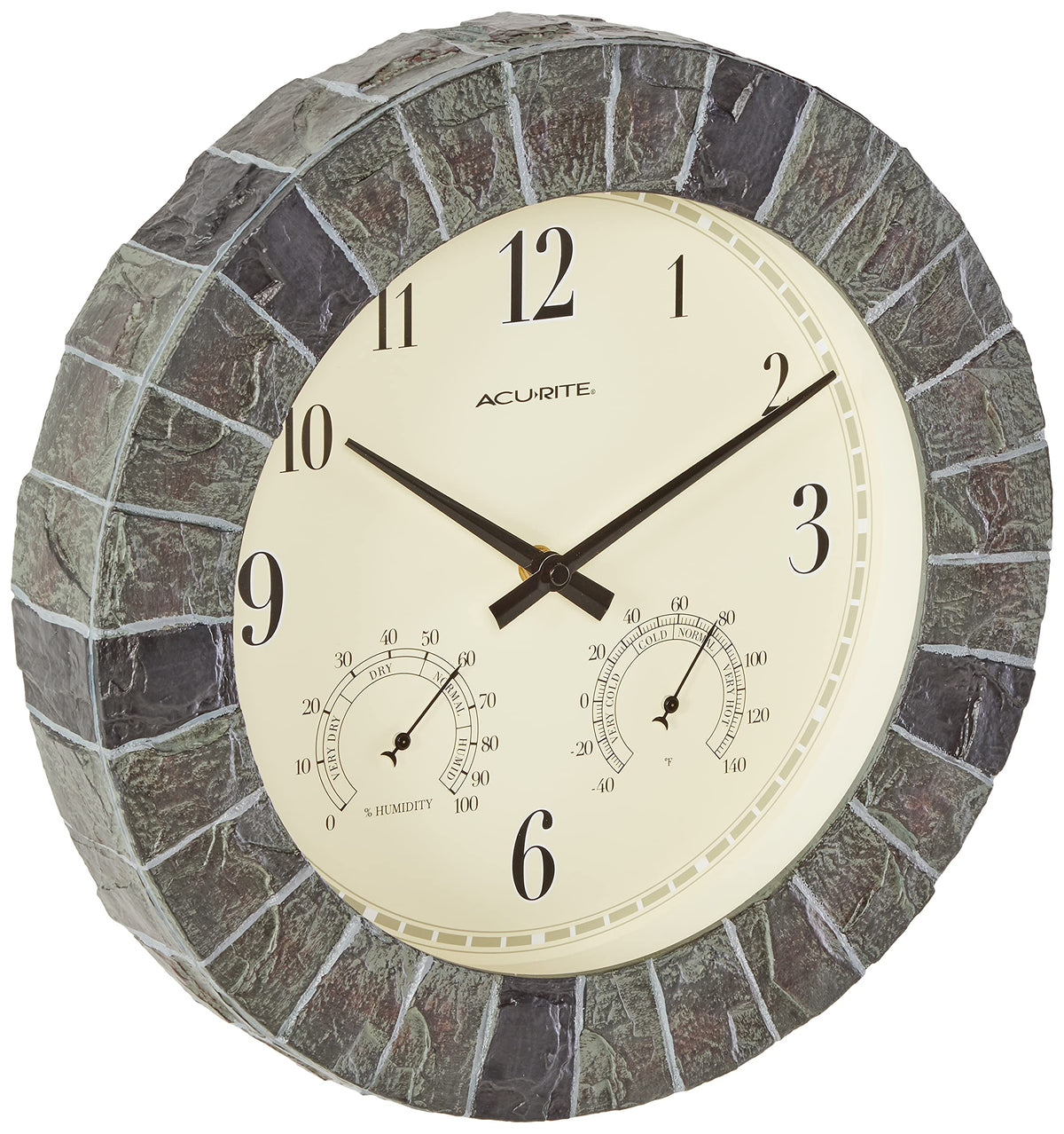 AcuRite front view showing clock face and easy-read numerals for clear timekeeping