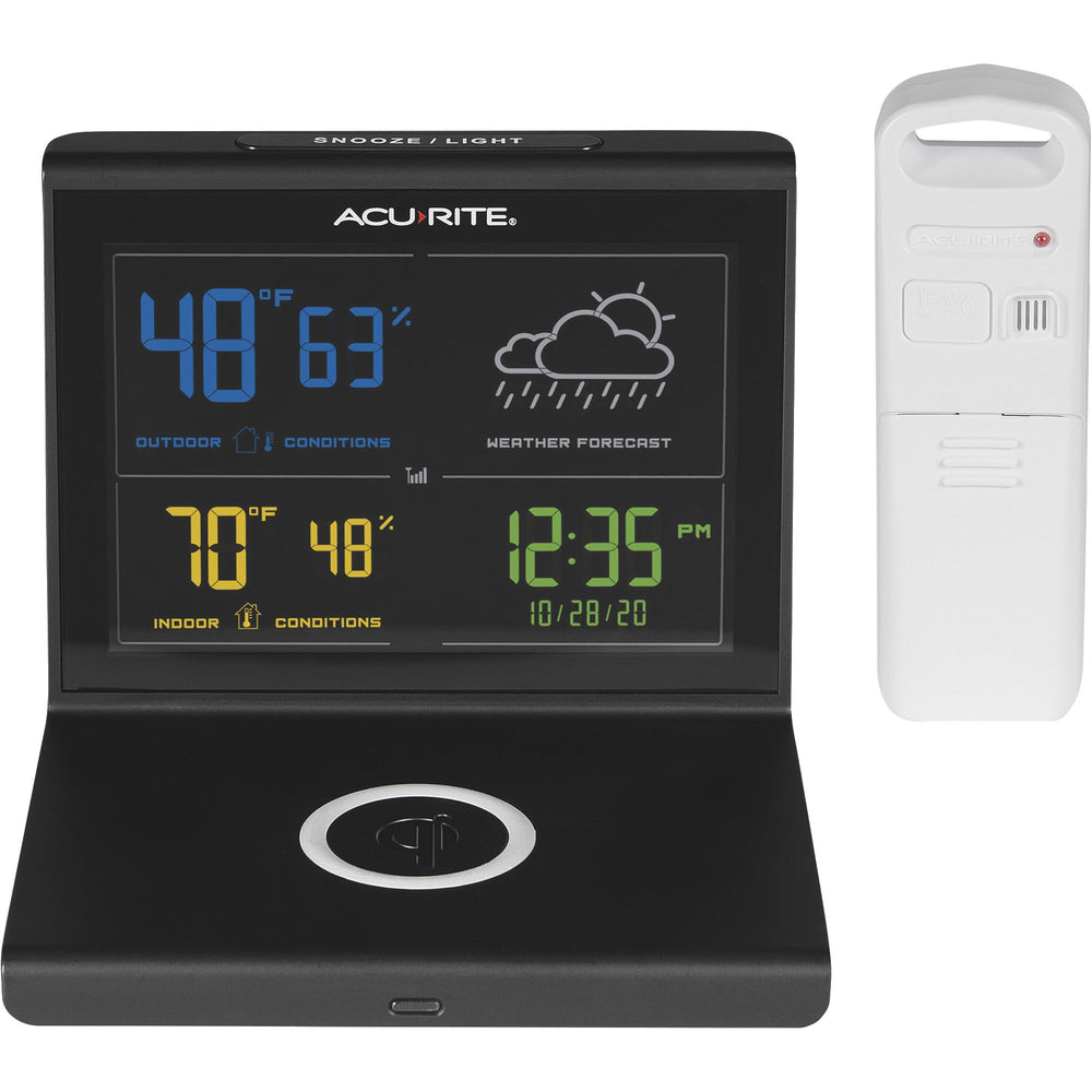AcuRite front display showing time date and weather for quick planning