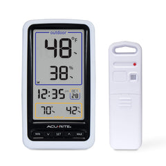AcuRite front display showing indoor and outdoor readings for fast reference