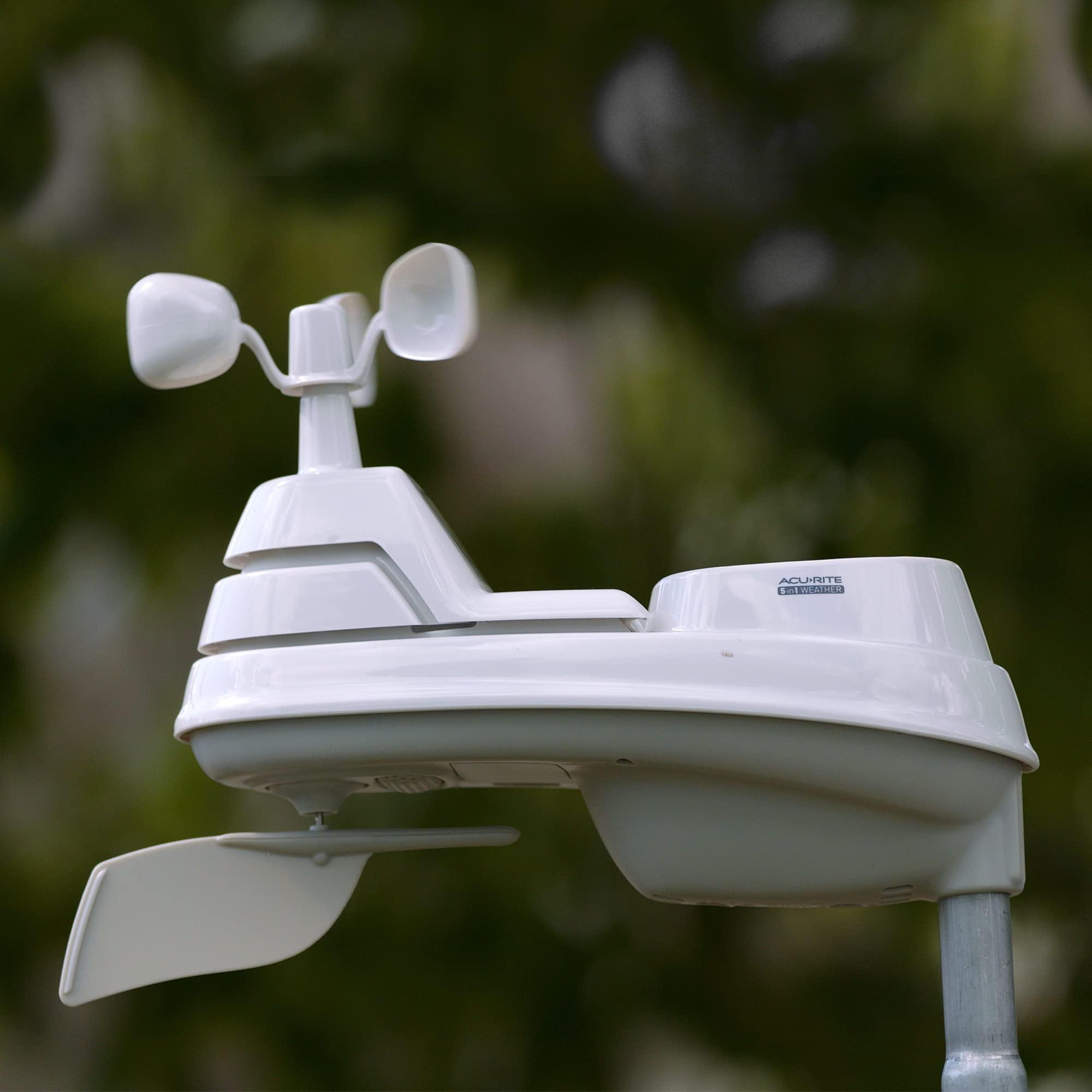 AcuRite Iris installed in backyard delivering hyperlocal weather data for homeowners