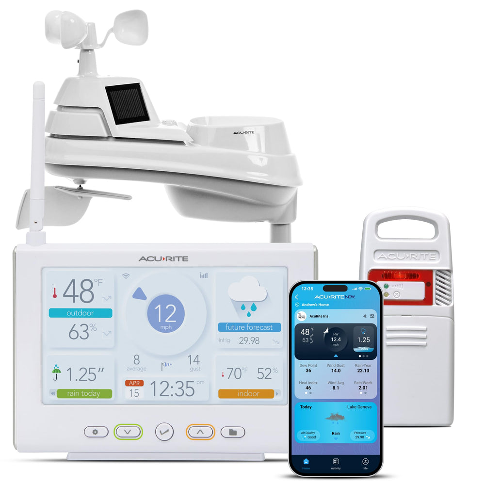 AcuRite front display showing HD readings and instant remote monitoring benefits