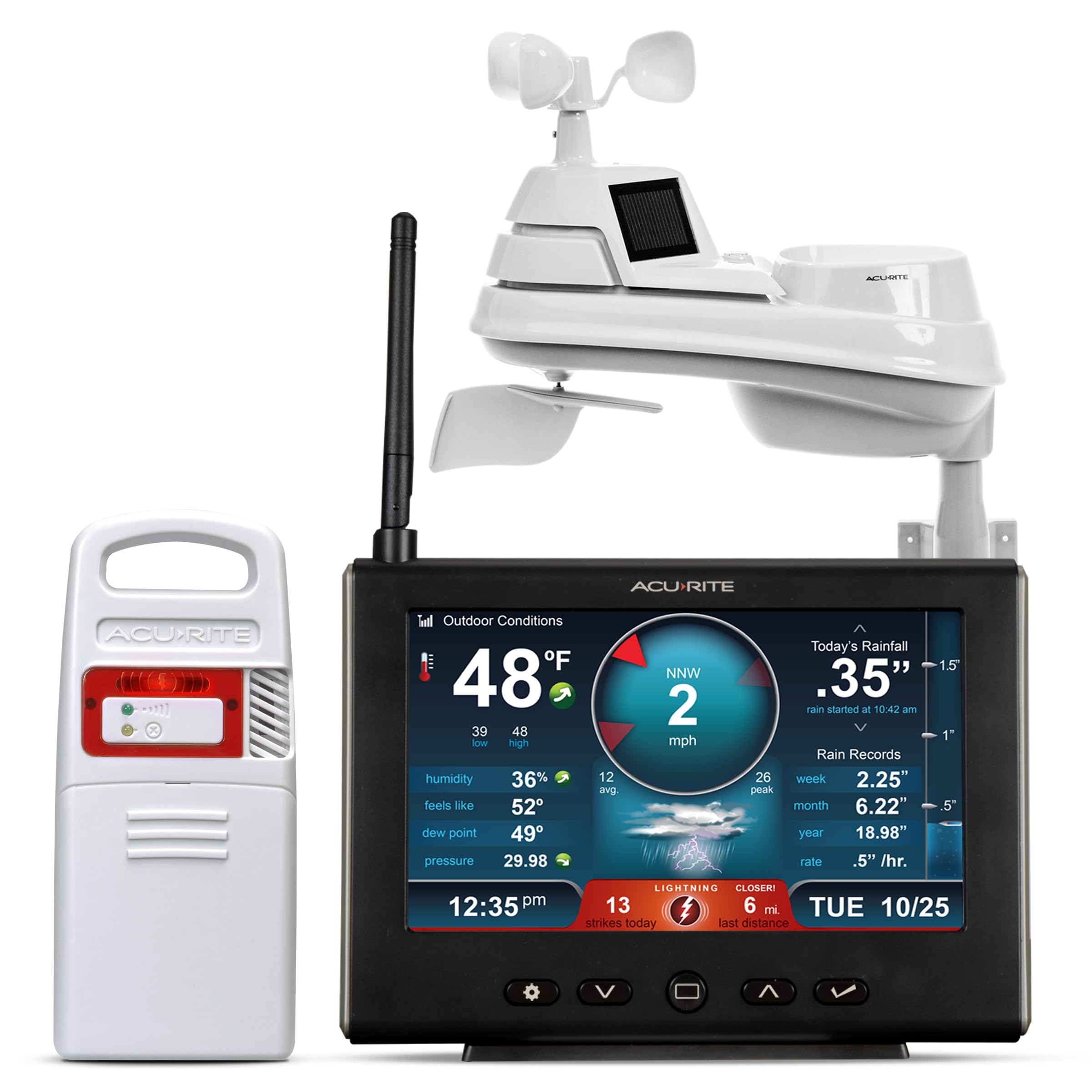 AcuRite Iris HD console front view showing bright, auto-dimming display for easy reading