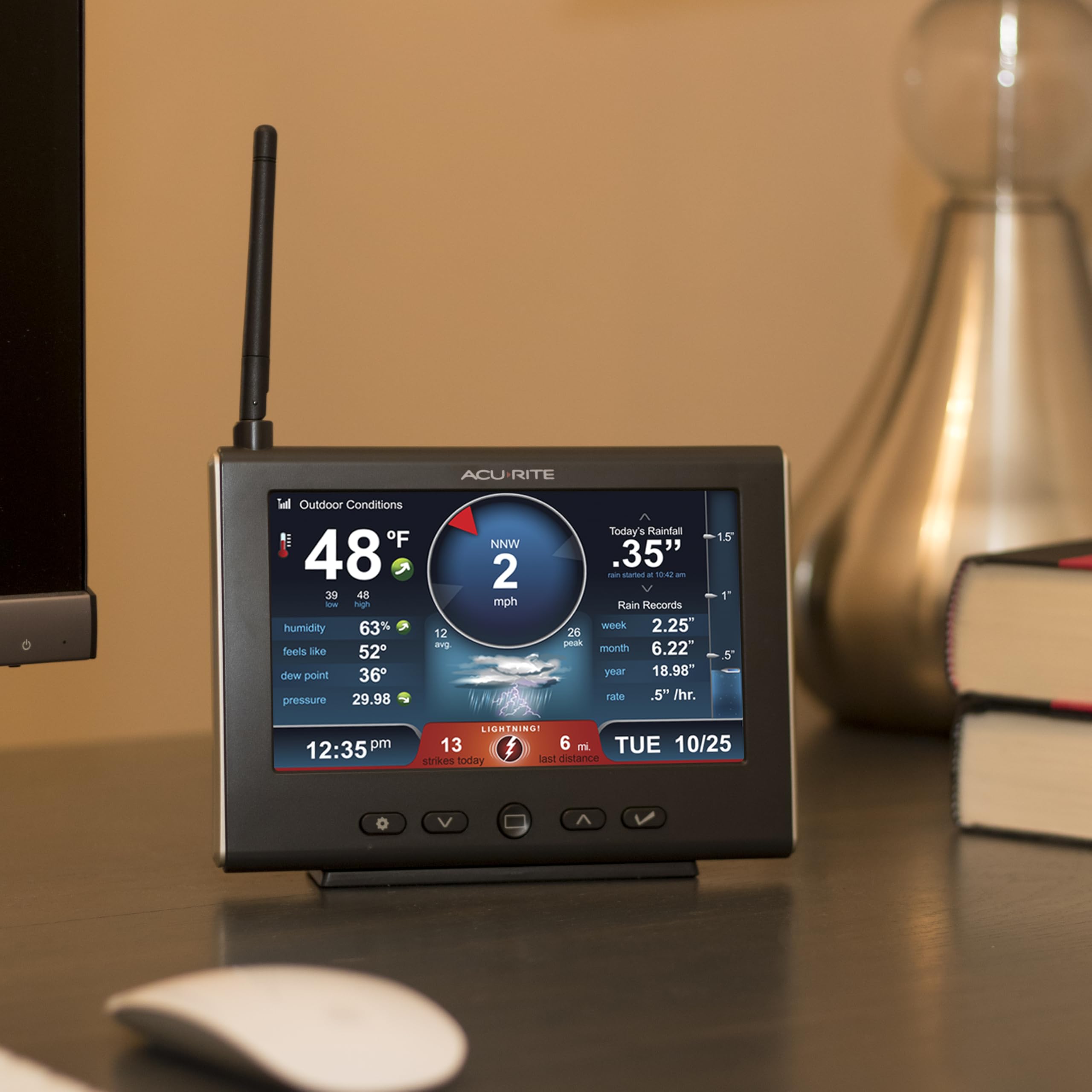 AcuRite Iris outdoor sensor close-up with solar cells and vents for accurate readings