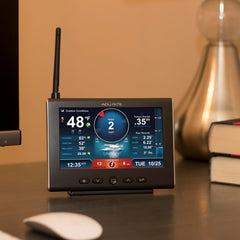 AcuRite Iris outdoor sensor close-up with solar cells and vents for accurate readings