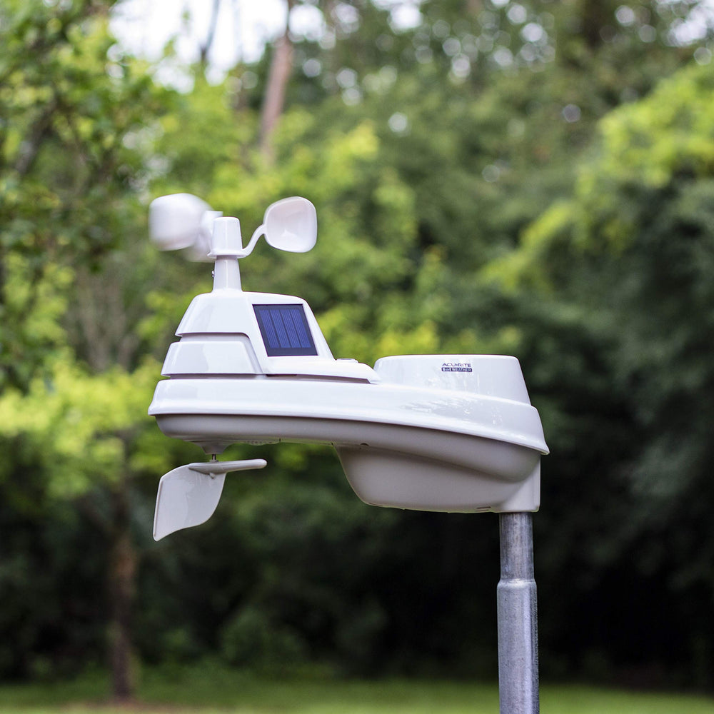 AcuRite rain gauge detail capturing rainfall readings for reliable totals